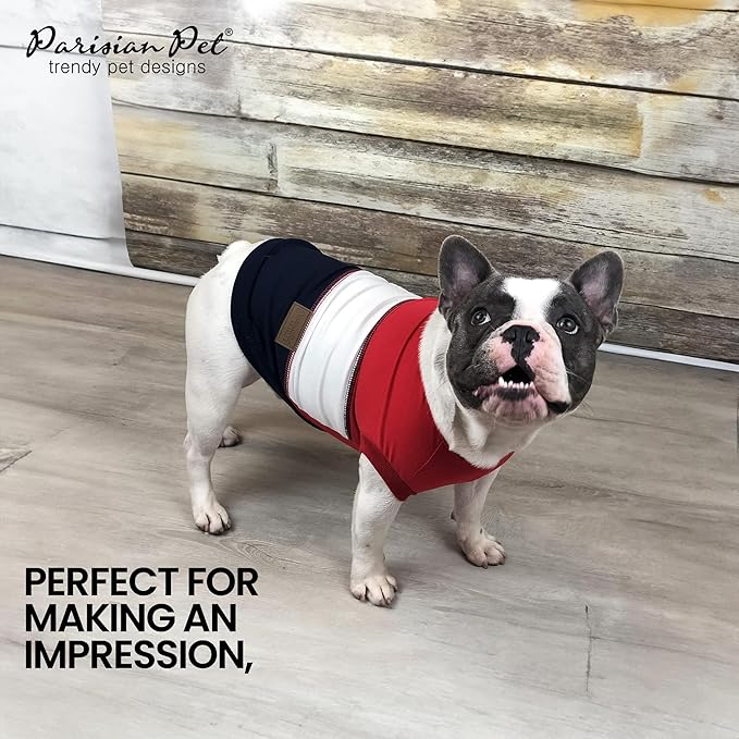 PARISIAN PET Embroidered 'Worlds Champion' Sleeveless Dog Tee - Machine Washable Color Block Tank Top - Lightweight, Small Dog XS