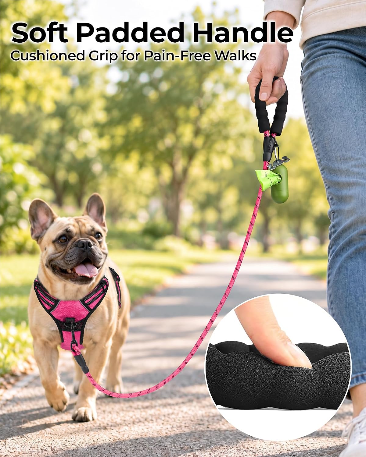 Taglory Rope Dog Leash for Medium Large Dogs - 3/8" x 6 FT (0~20 lbs.) / Pink - image 2