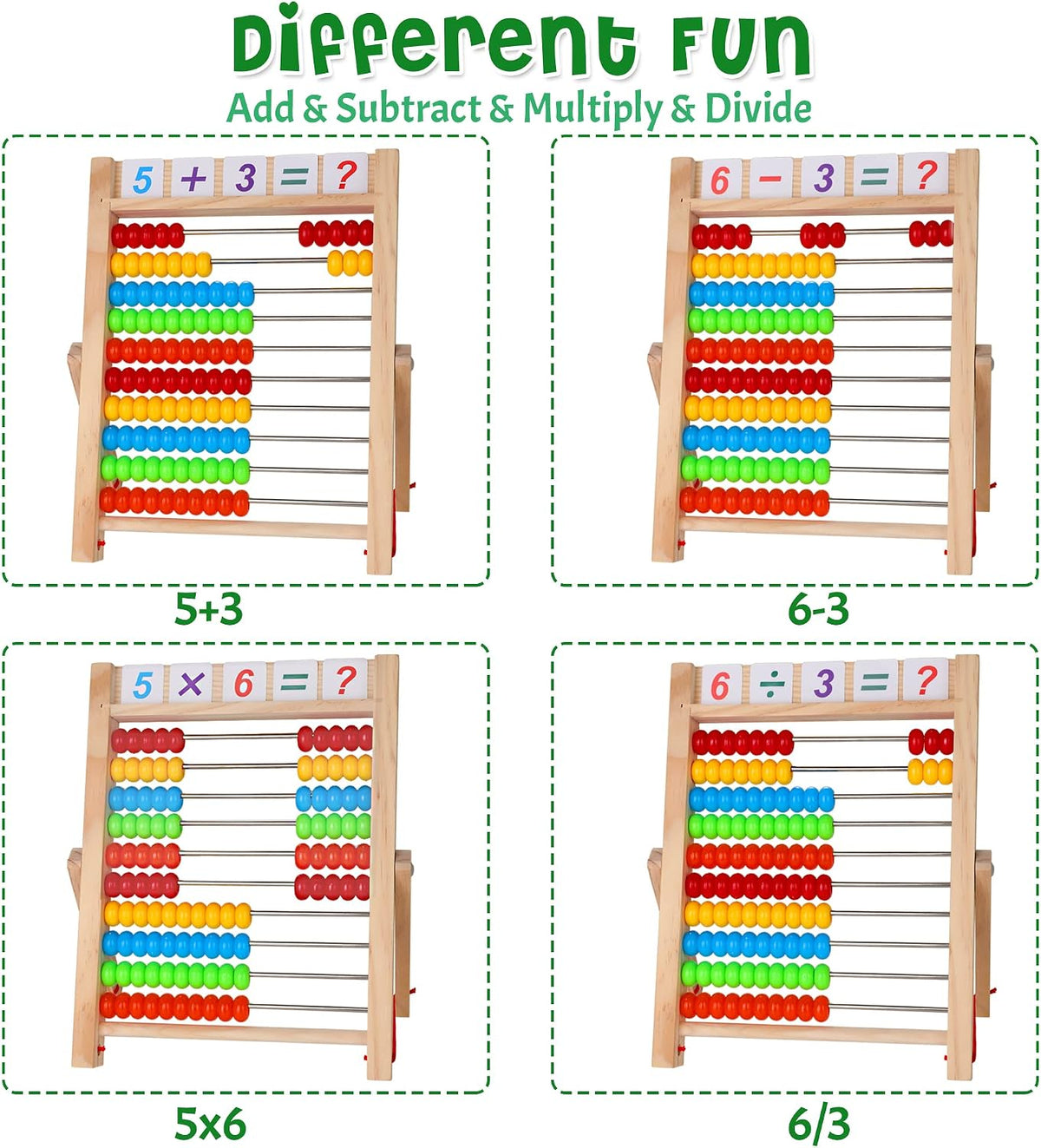 WOODMAM Wooden Abacus for Kids-100 Counting Sticks - image 4