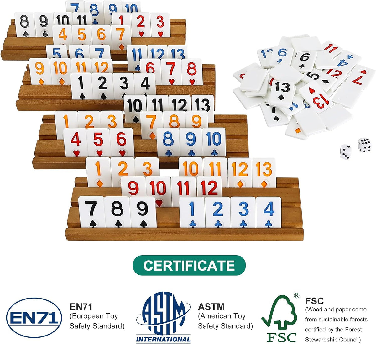 Offelec Double Six Dominoes Set - Poker Suit Rummy Game - image 3