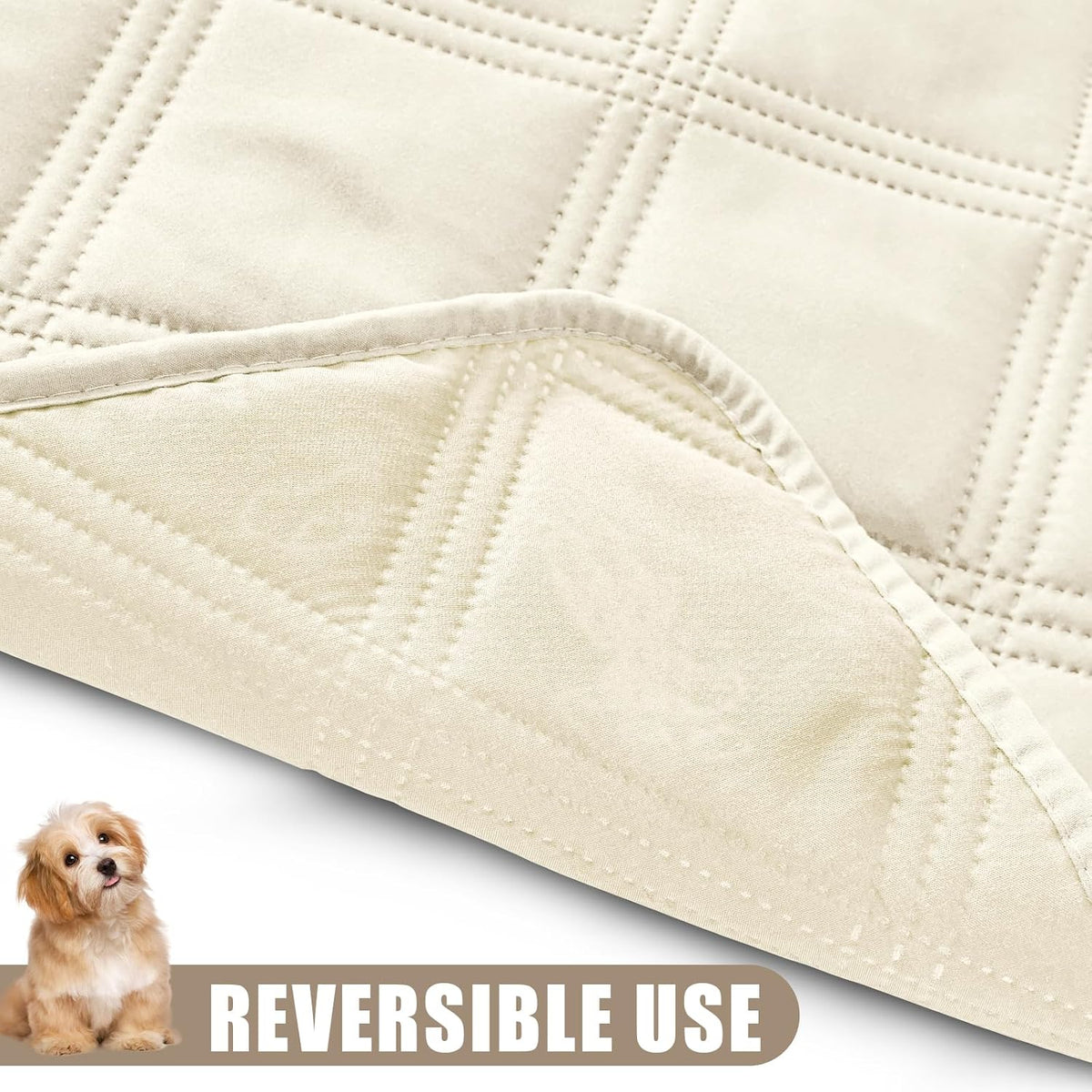 Smiry Waterproof Dog Bed Cover - Beige/Beige / Lattice / 40x50 - image 3