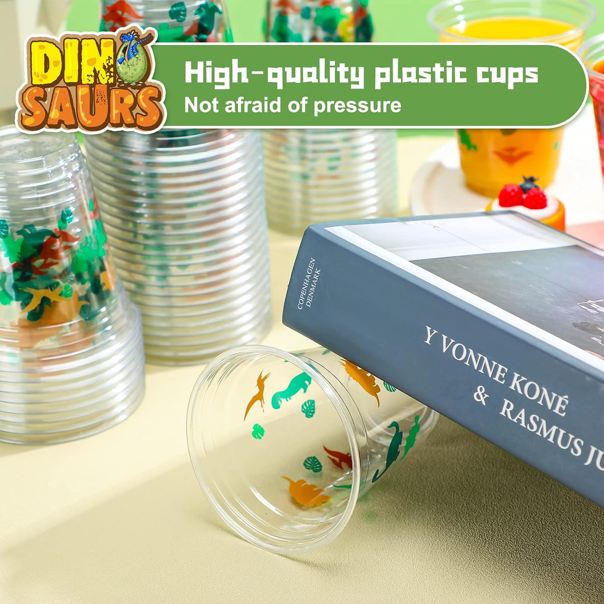 50 Pcs 12 oz Dinosaur Cups Dinosaur Birthday Decorations – Fun for Kids & Family - Green / Dinosaur - image 3