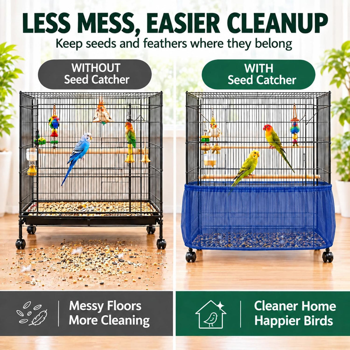 Bird Cage Net Cover Seed Catcher - Blue / 118 x 15 Inch/ 300 x 37 cm - image 3