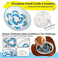Ceramic Slow Feeder Cat Bowl - Bright Blue / 1.2"H Standard - image 4