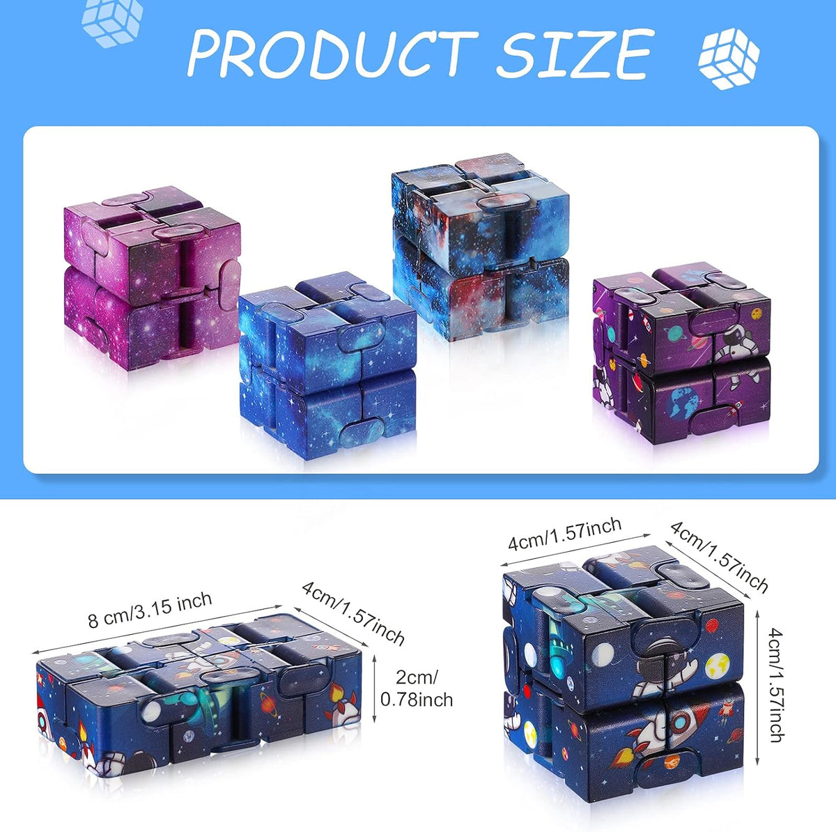 Zhanmai 20 Pieces Galaxy Infinity Cube Fidget Sensory Toy - 10 / Fresh Style - image 2