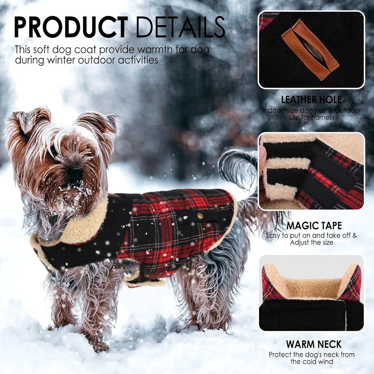 Dog Winter Coats for Small Dogs Puppies - Red / Small - image 2