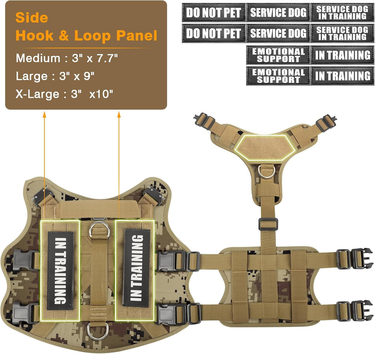 WINSEE Tactical Dog Harness with Dog Leash - Large / Camo Desert - image 3