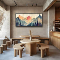 Framed Large Cabin Mountain Wall Art for Living Room, Oversized Rustic Forest Wall Decor, Rustic Nature Landscape Canvas Painting Sunset Pictures Home Decoration for Bedroom Office 60"x30"