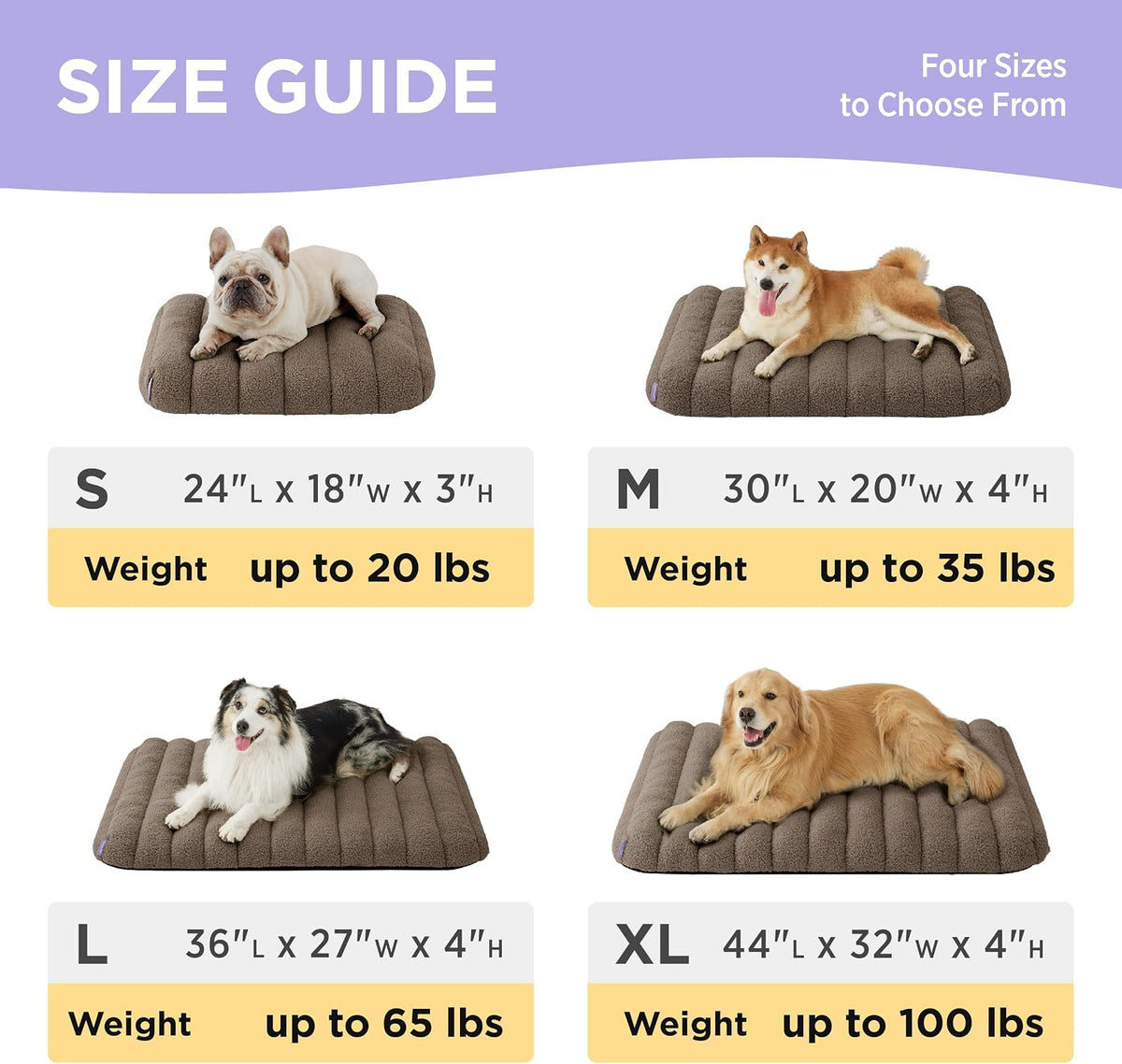 LE SURE Cute Orthopedic Dog Bed Large Sized Dog, Flat Pet Mat - 36"L x 27"W x 4"Th / Brown - image 4