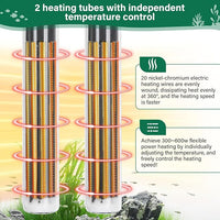 hygger Aquarium Heater,600W/800W Submersible Fish Tank Water Heater Double Quartz Explosion-Proof with Separate Temperature Measurement System for Freshwater Saltwater Tank (800W)