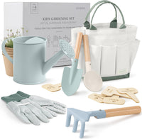 ZICOTO kids gardening set with watering can, rake, shovels, gloves, pots and tote - view 2