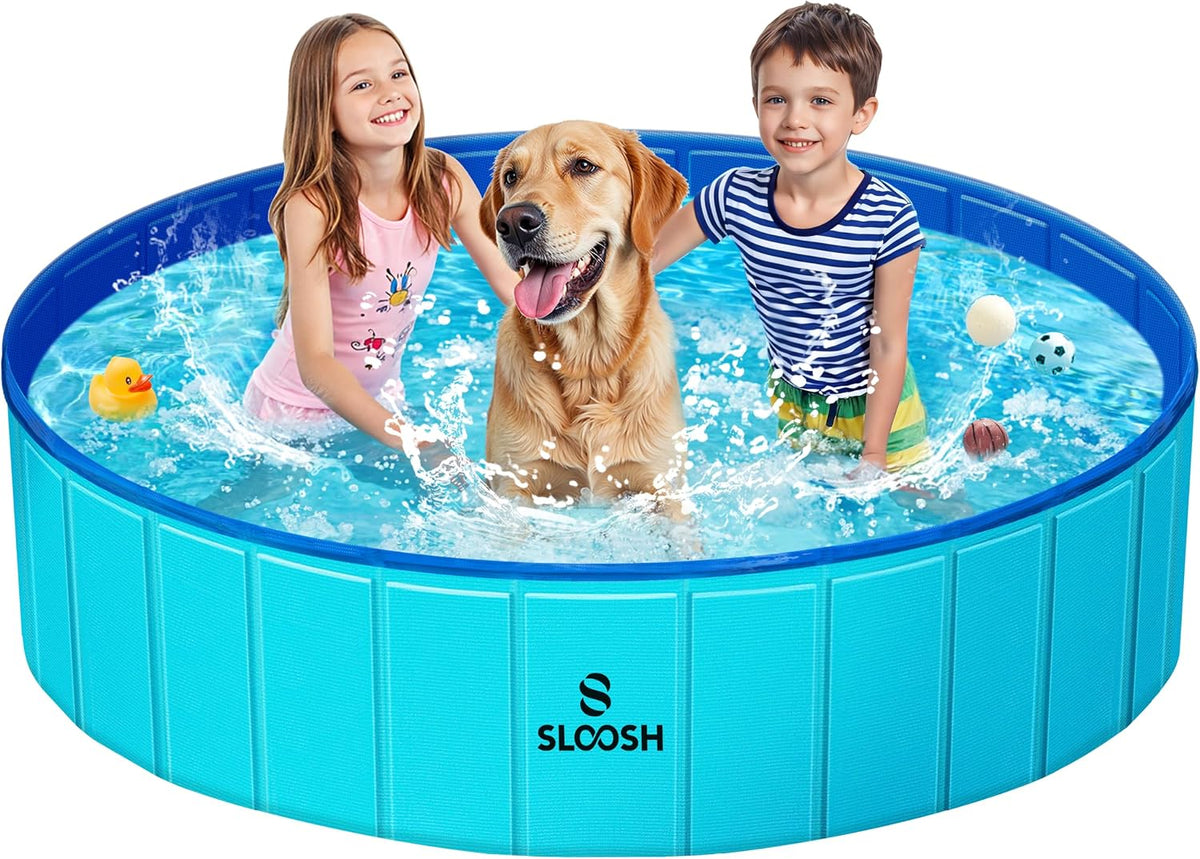 SLOOSH Foldable Dog Kiddie Pool - Blue / 63" x 12"