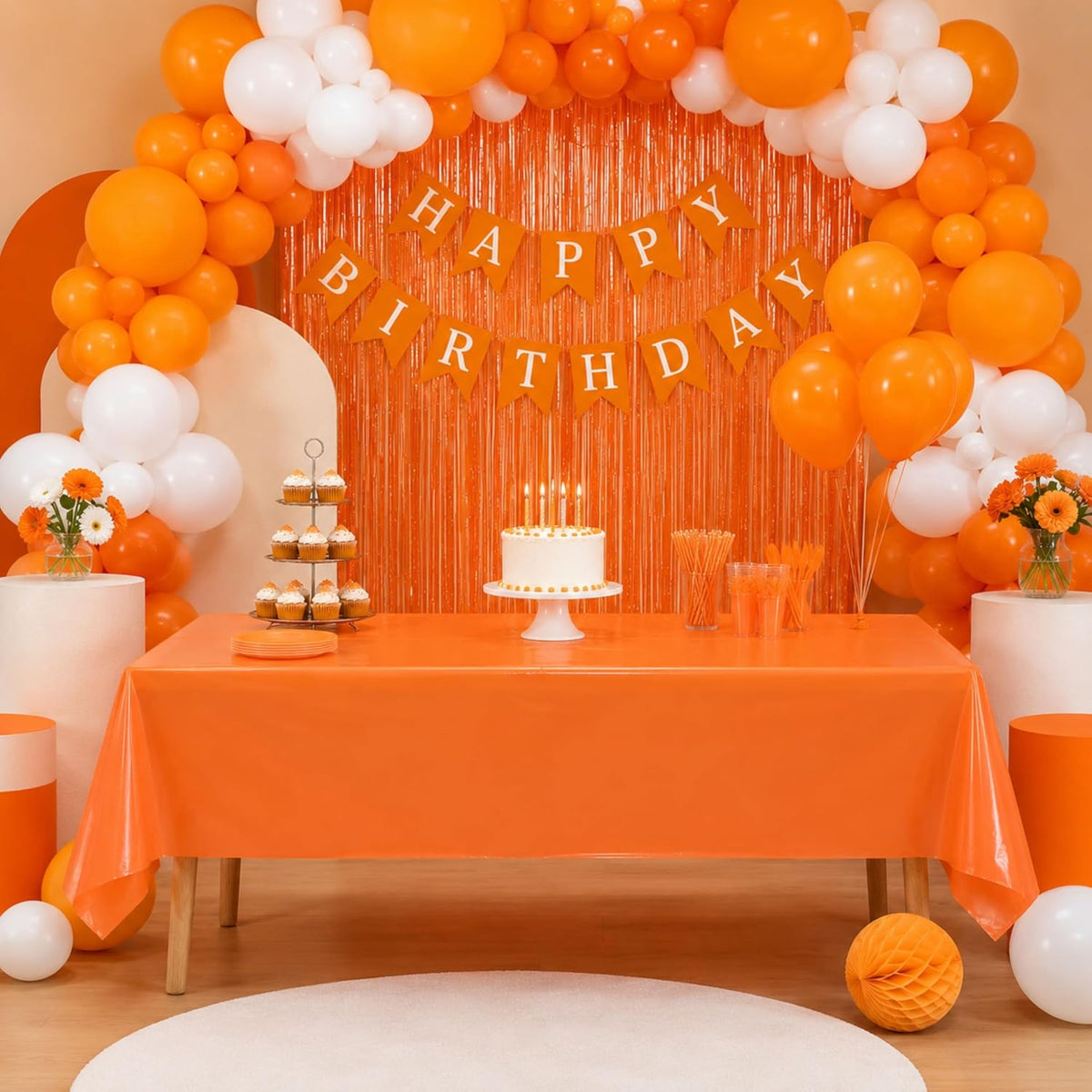 Stone Wall Table Covers, 54"x108" XL, Medieval Party Decorations - Orange (Pack of 3) - image 4
