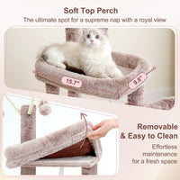 Heybly Cat Tree, 45.3" Cat Tower for Indoor Cats with Large Perch HCT202SG – Essentials for Cats - 45.3 inch / Muchroom - image 4