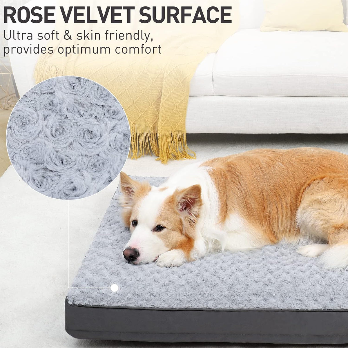 KSIIA Washable Dog Bed for Crate Waterproof for Medium Dogs - Light Grey / 41.0"L x 27.0"W x 3.0"Th - image 2