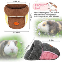 YUEPET Guinea Pig Bed Cuddle Cave, Warm Fleece Hideout - 2PCS(Grey+Brown) / 2PCS - image 3