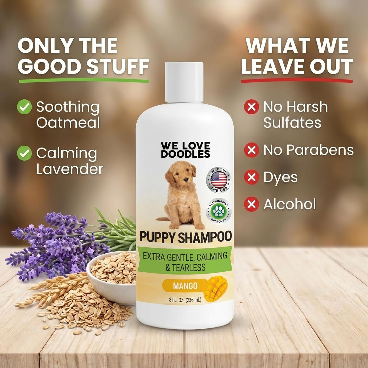 Puppy Shampoo & Conditioner, Tearless Hypoallergenic Wash - Mango - image 4