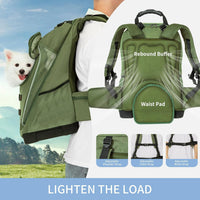 Petsfit Pet Dog Carrier Backpack with Upgraded Weight Reduction Design - 14.0"L x 9.5"W x 19.5"H / Green - image 2