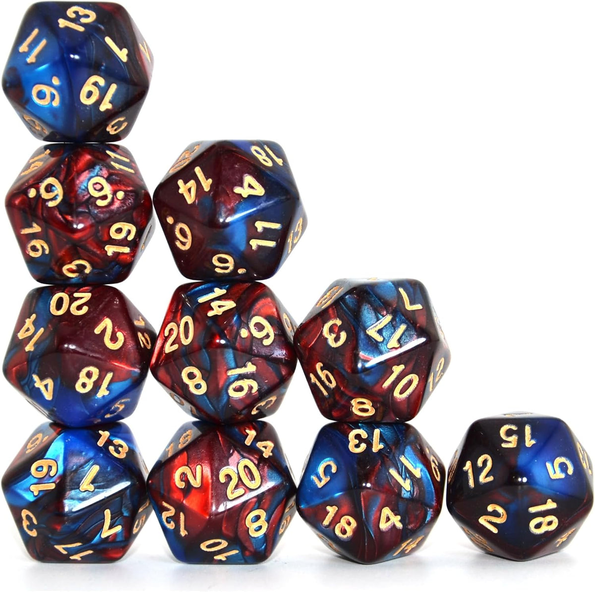 SmartDealsPro 10-Pack 20 Sided Dice D20 Polyhedral Dice for DND RPG - Blue-red - image 3