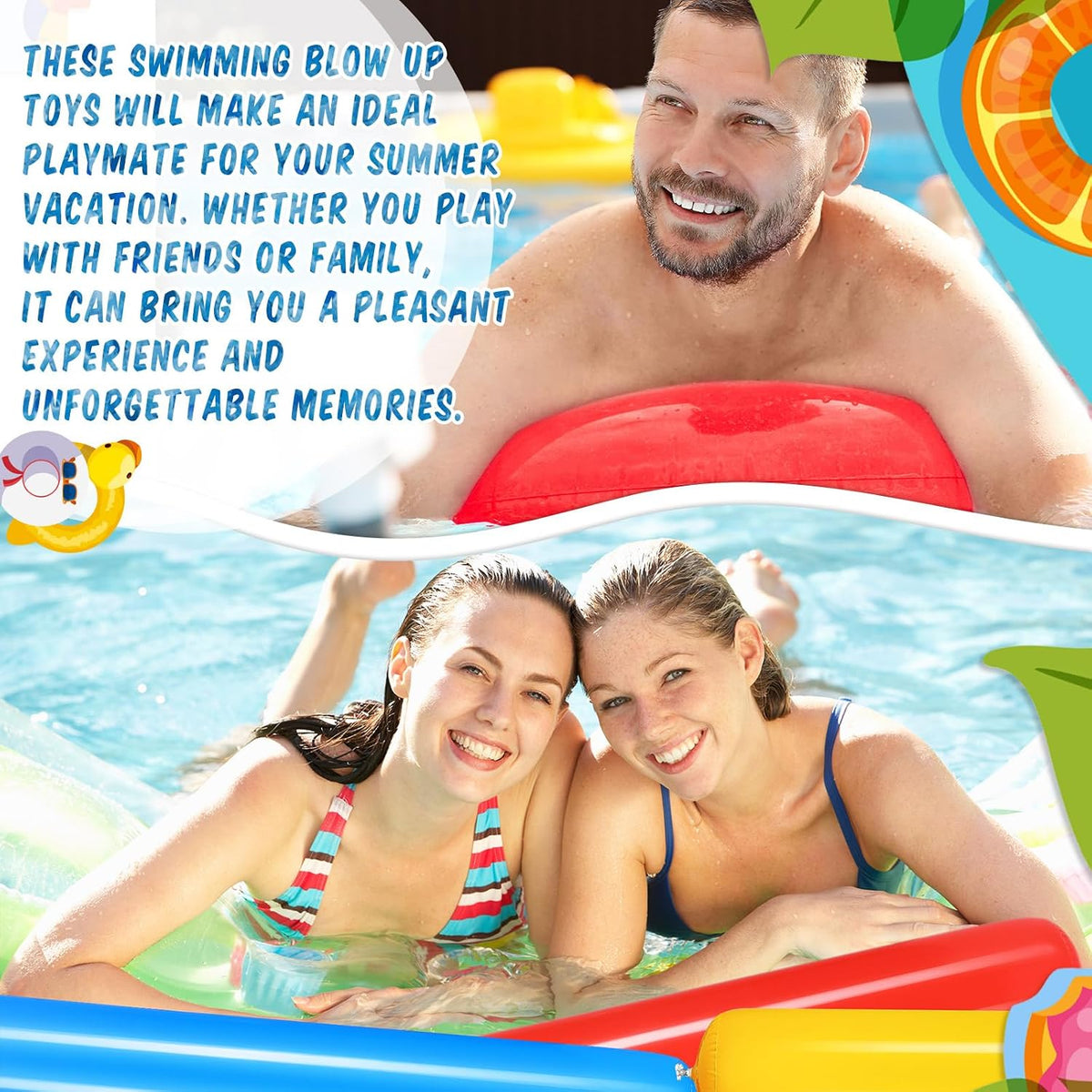 Deekin four inflatable PVC pool noodles in red, yellow, blue and green - view 8