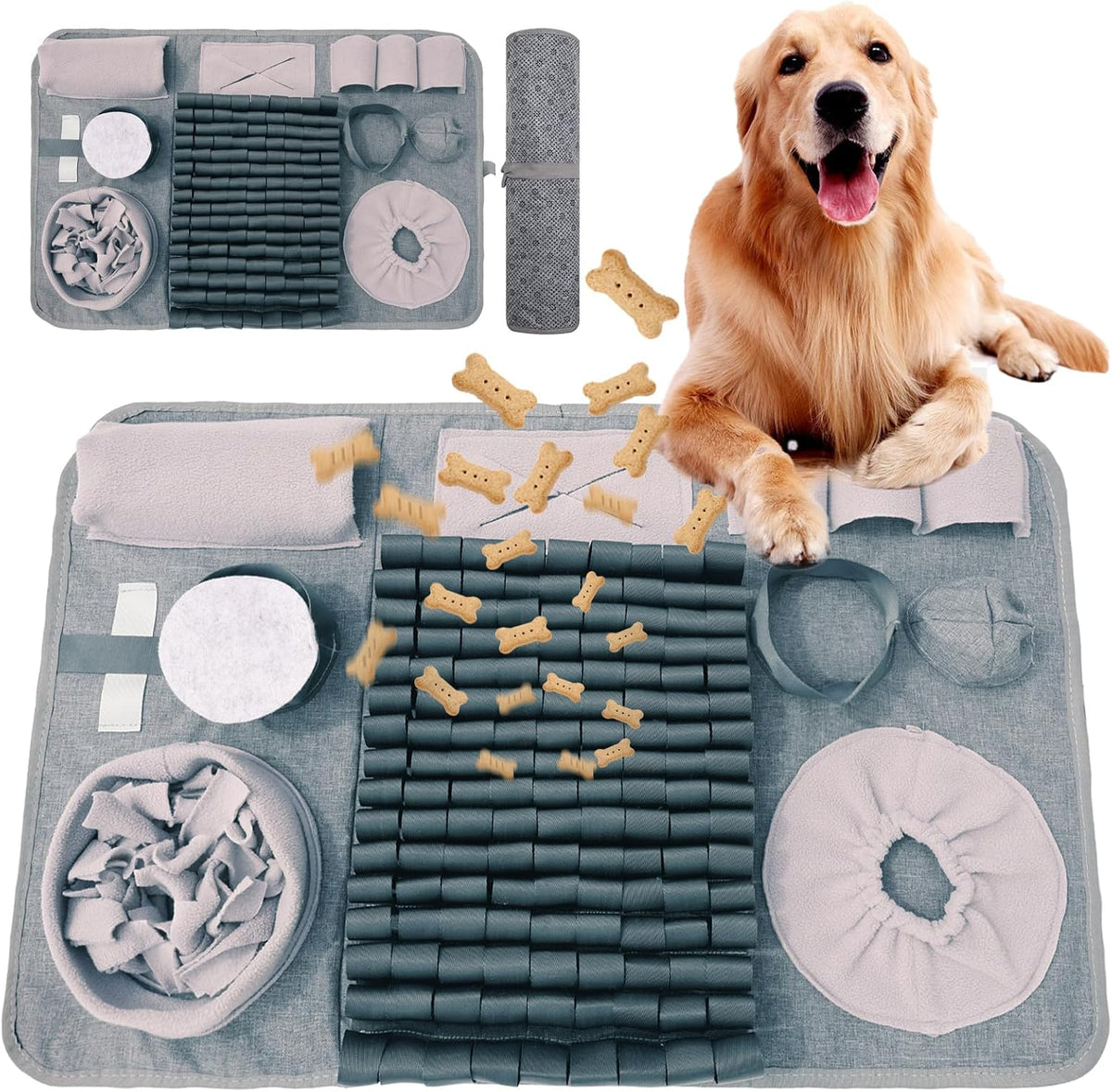 Snuffle mat for Dogs Iteractive Dog Puzzle Toy Used for Training - Gray