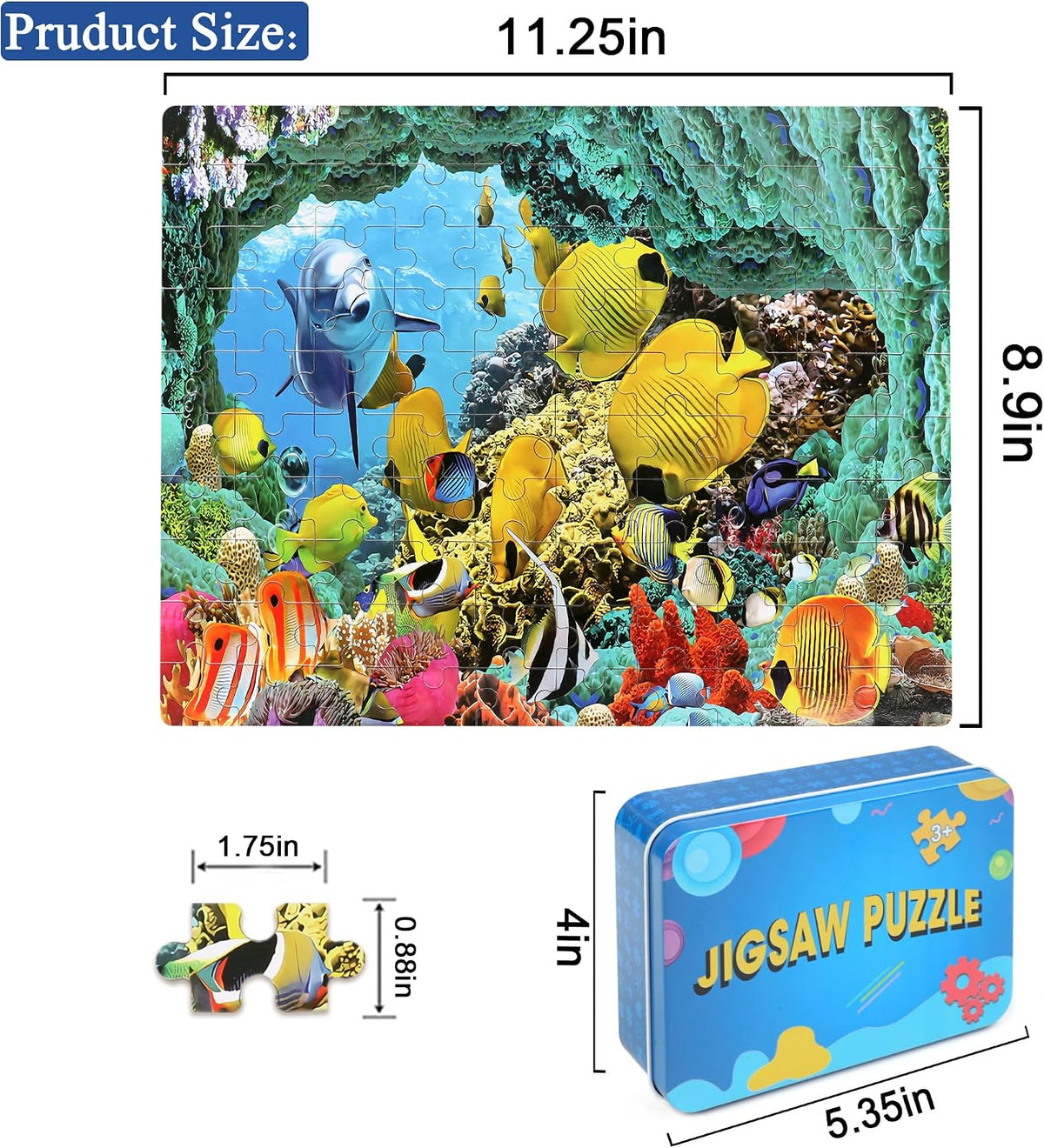 LELEMON Halloween jigsaw puzzle for kids with pumpkins and bats in tin box - view 35