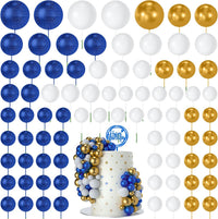 NACHLYNN 80 Pcs Cake Balls Decorations Mini Balloon Cake Topper Balls - Glitter Blue Gold White