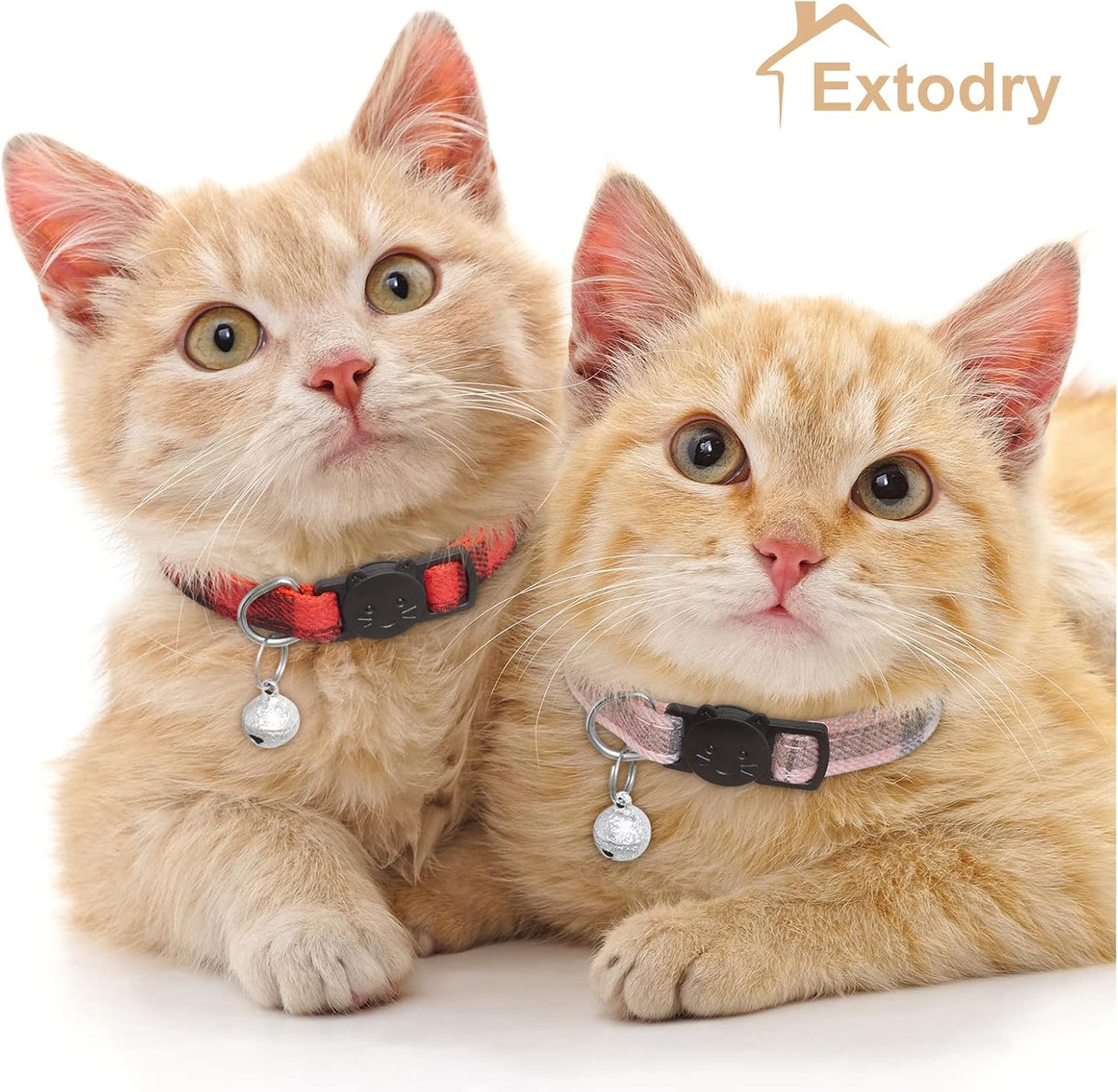 6 Pack Classic Plaid Cat Collars with Bells - 6''-9'' - image 2
