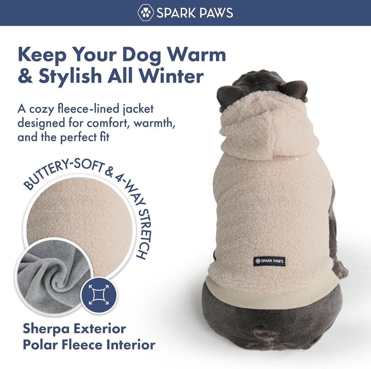 Spark Paws Fleece Dog Hoodie - Beige / 3XL - image 2