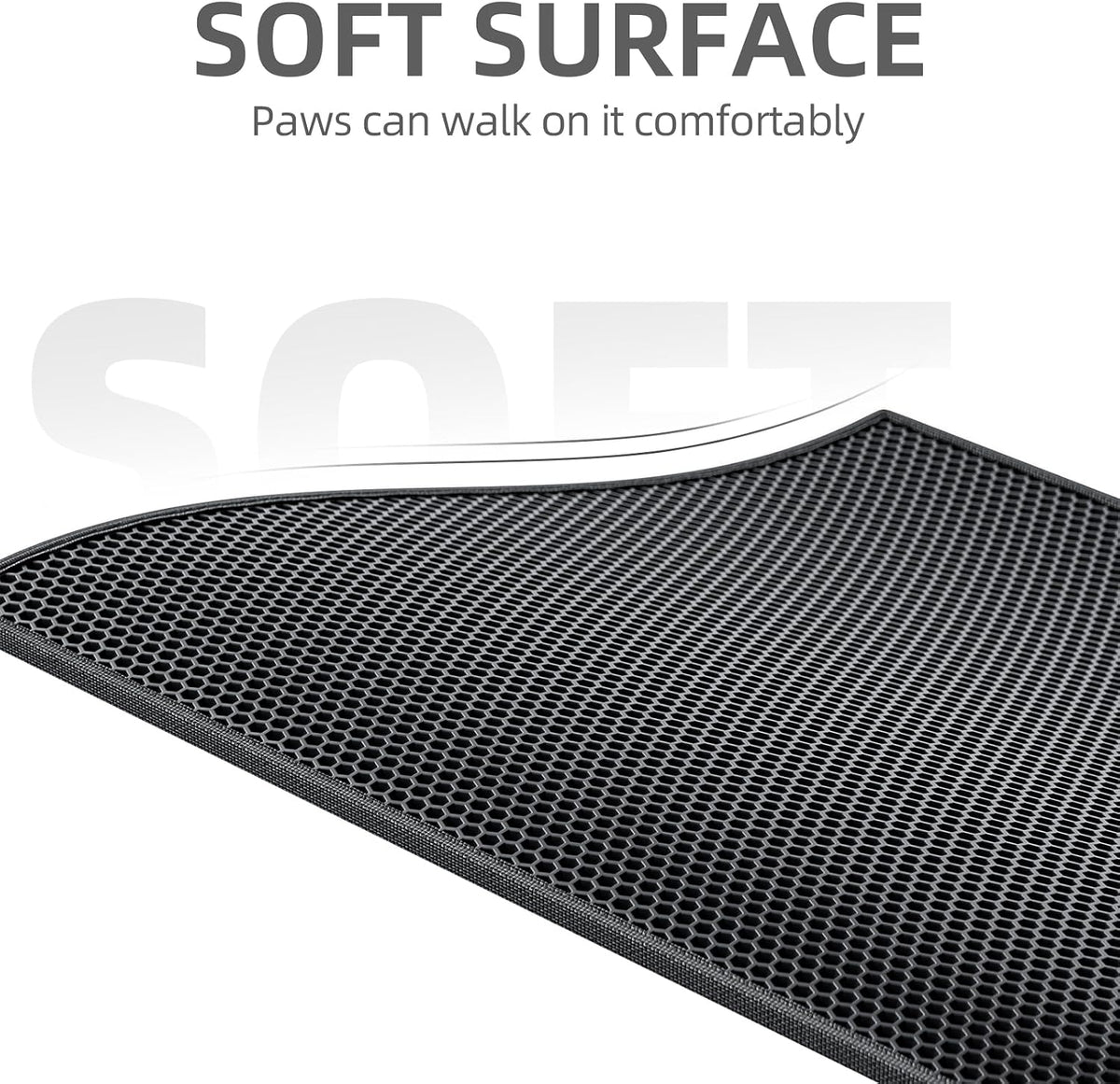ESTHELLO Cat Litter Mat Honeycomb Double Layer Design 24’’ x 15’’ Gray – Daily Care for Cats - Black / 24x15 Inch - image 3