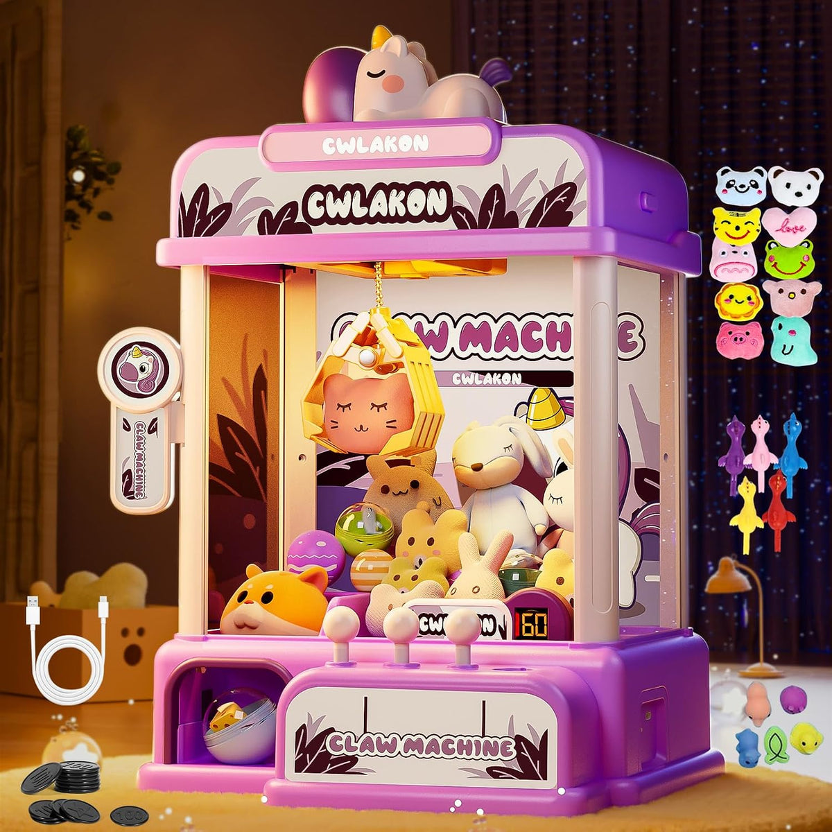 CWLAKON Claw Machine for Kids Boys Dinosaur Toys - Purple