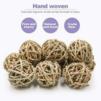 10 Pcs Small Animals Play Balls Rolling Activity Chew Toys Gnawing Treats for Rabbits Guinea Pigs Chinchilla Bunny Natural Balls, Pet Cage Entertainment Accessories(10Pcs)