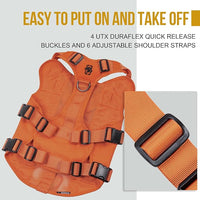 OneTigris Tactical Dog Harness for Small Dogs, No Pull Small Dog Vest Harness Breathable Military Dogs Molle Vests with Handles, Harness for Walking Hiking Training (Orange, XS)