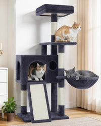 Cat Tree Tower 42'' with Condo, Indoor Scratching Post GCT005SG – Essentials for Cats - Dark gray / 42 inch