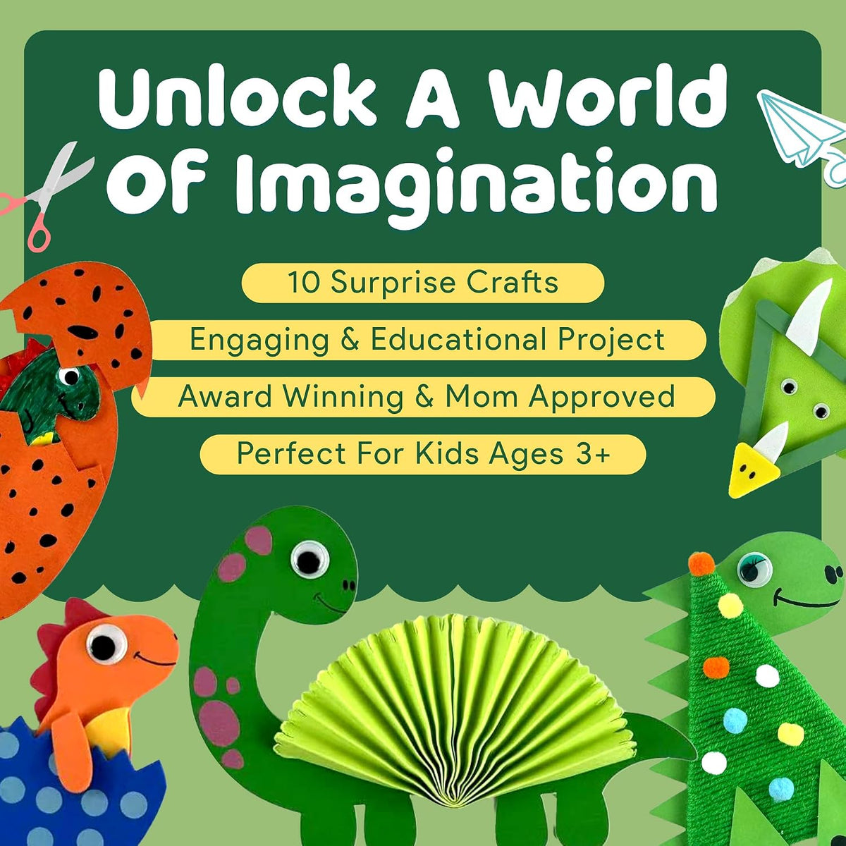 Mumaloo Arts and Crafts Kit for Kids, 10 Projects Ages 4, 8 - Dinosaur - image 2