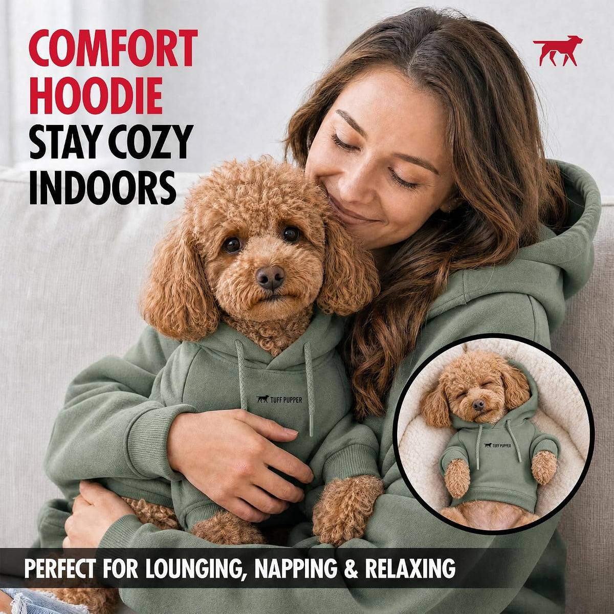 Tuff Pupper Dog Hoodie, Premium Quality Insulated Fabric - Sage Teal / Medium (25-40 lbs) - image 4