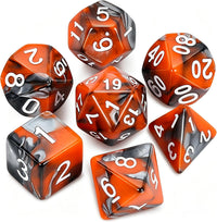 QMAY DND Dice Set - 7Pcs Blue Mix White Polyhedral Dice with Black Dice Bag – Fun for Kids & Family - Candy Orange and Black