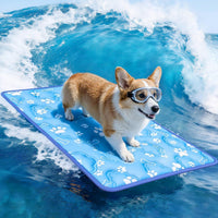 Dog Cooling Mat, Extra Large Cooling Dog Bed Mat for Indoor & Outdoor, Q-Max>0.5, Machine Washable - Blue / Large