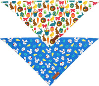 Fall Dog Bandanas 2 Pack, Orange Plaid Pet Scarf for Boy and Girl, Premium Durable Fabric, Holiday - Easter 2 / Small - image 3