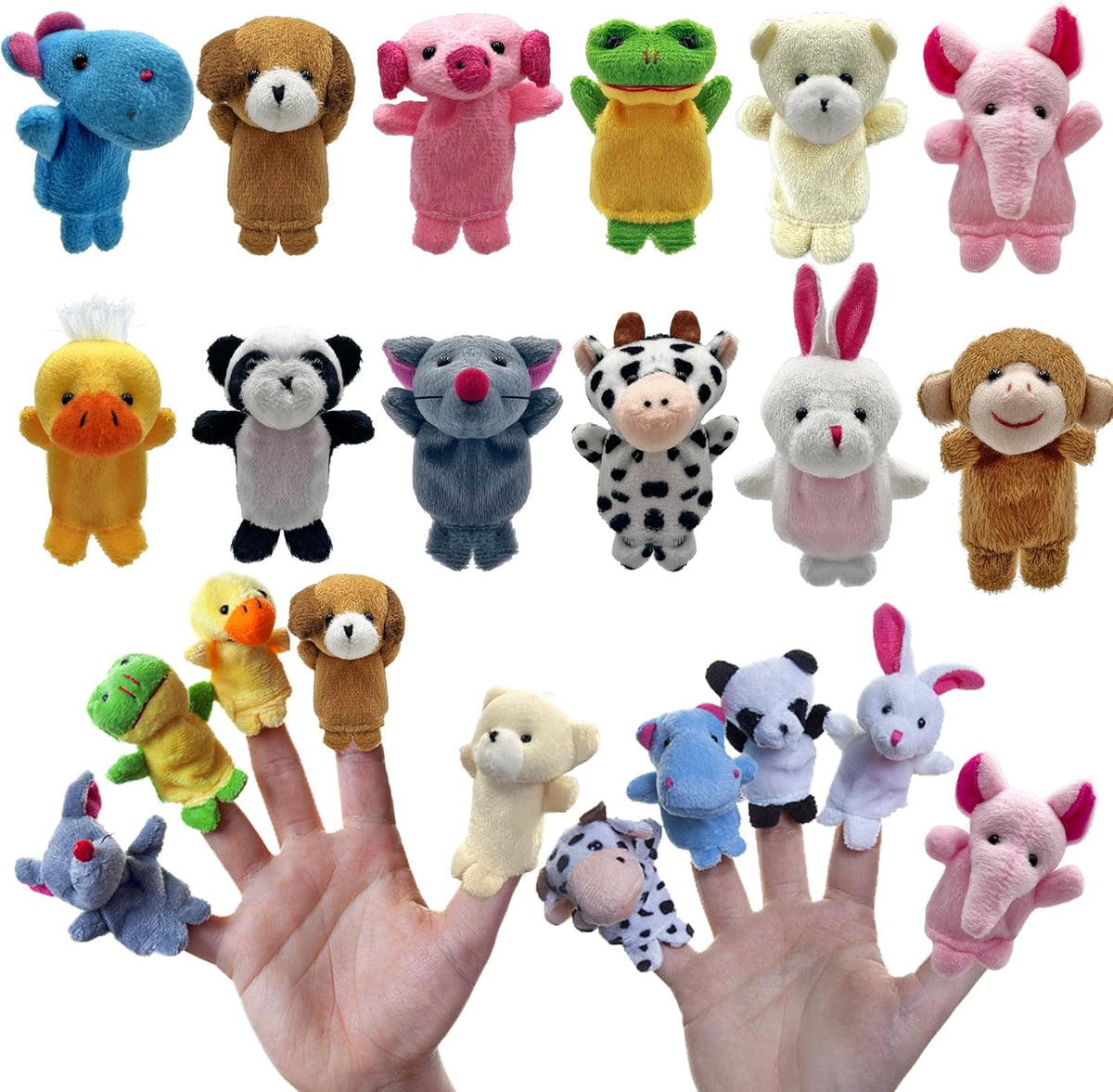 XIPEGPA finger puppets set of 12 mini stuffed animal puppets in fluffy cloth