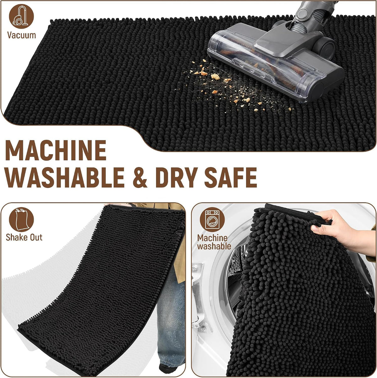 Absorbent Dog Door Mat for Muddy Paws - 72"L x 24"W x 1" Th / Black - image 4