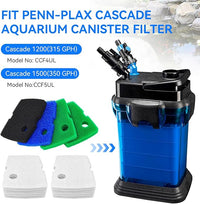 Canister Filter Pads Compatible with Penn Plax Cascade 1200/1500 CCF4UL/CCF5UL Replacement Canisters Filters Sponges for Aquariums Fish Tank Turtle Tank