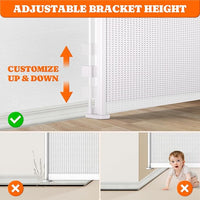 Pawtners Retractable Baby Gates Extra Wide, 41" Tall Extends up to 71" Wide, Dog Gate Indoor with for Stairs, Pet Gate with Support Rods for Doorways Hallways Indoor & Outdoor-White