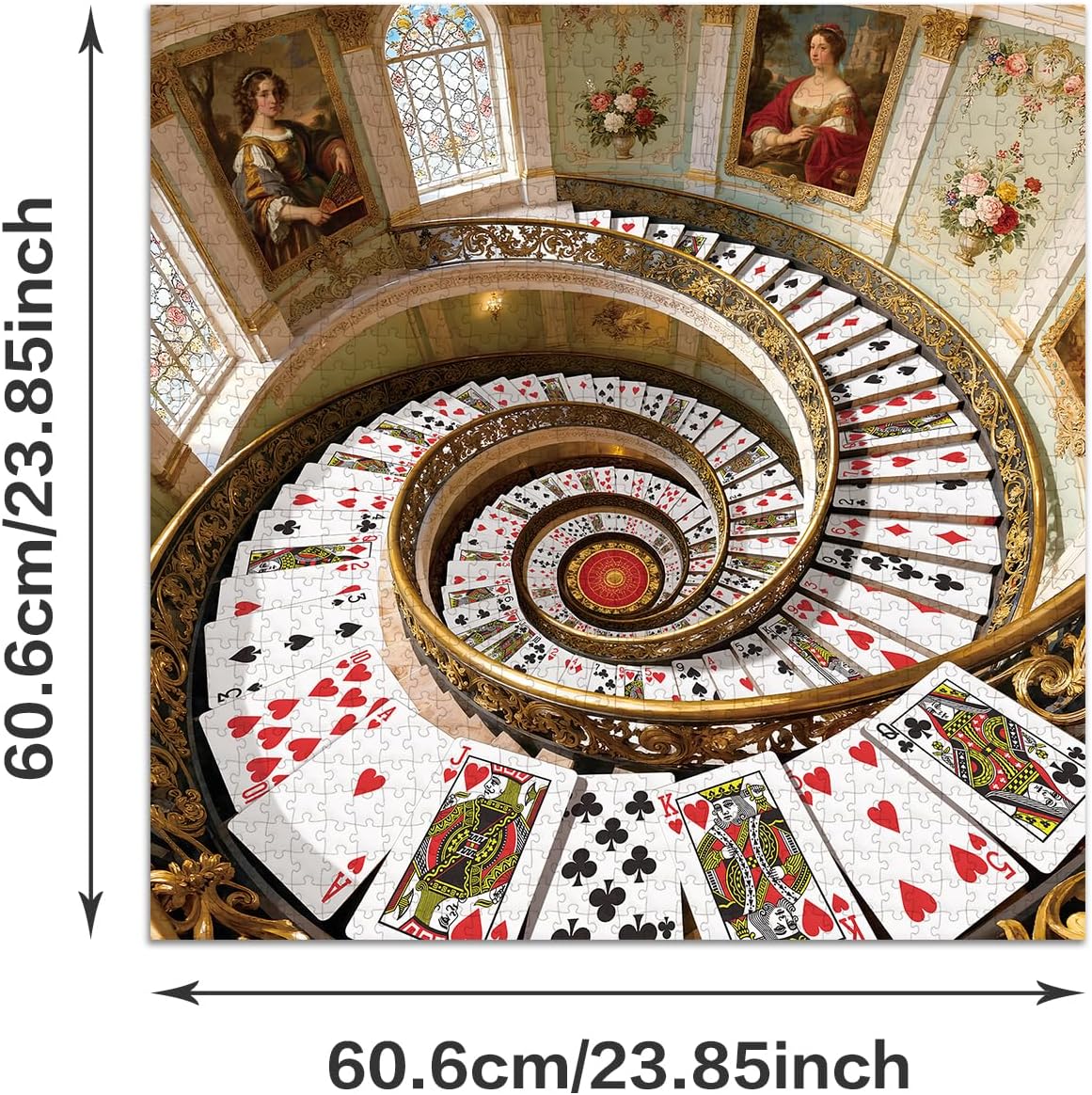 Cafly spiral staircase 1000 piece jigsaw puzzle with playing cards illusion - view 13
