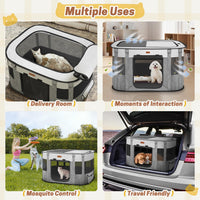 Foldable Pet Playpen, Cat & Puppy Playpen - Grey / 1 / X-Large(45''×34''×26'') - image 4