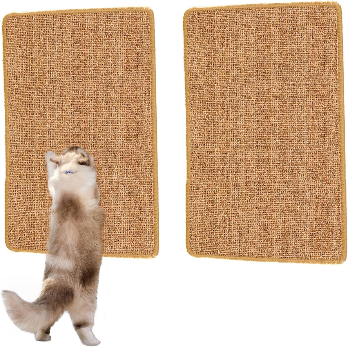 Sisal Cat Scratcher Mat with Sticky Tapes - Camel / 23.6" x 15.7" (2-Pack)
