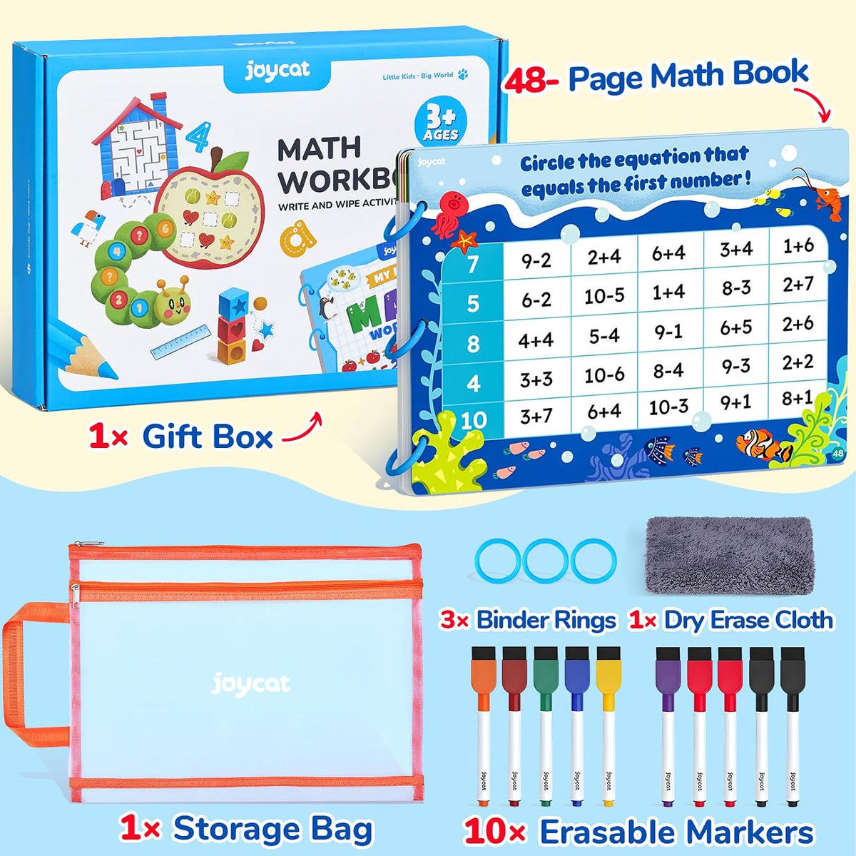 JoyCat seek and find activity book with dry erase markers, cloth and storage bag - view 7
