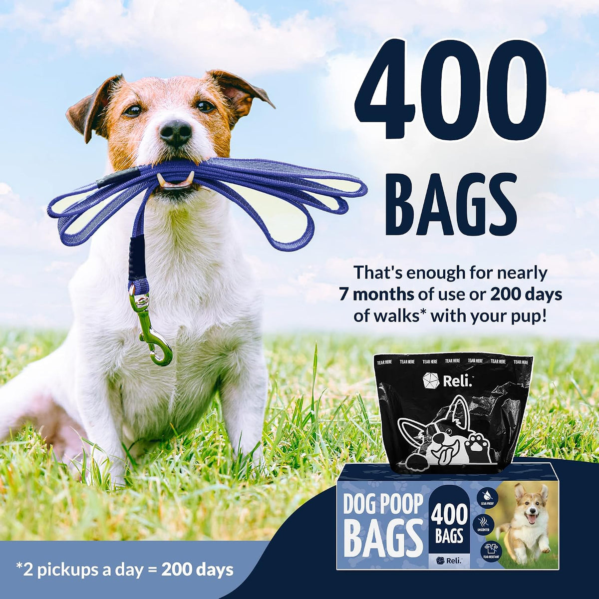 Reli. Dog Poop Bags, Black, 9x13" - image 3