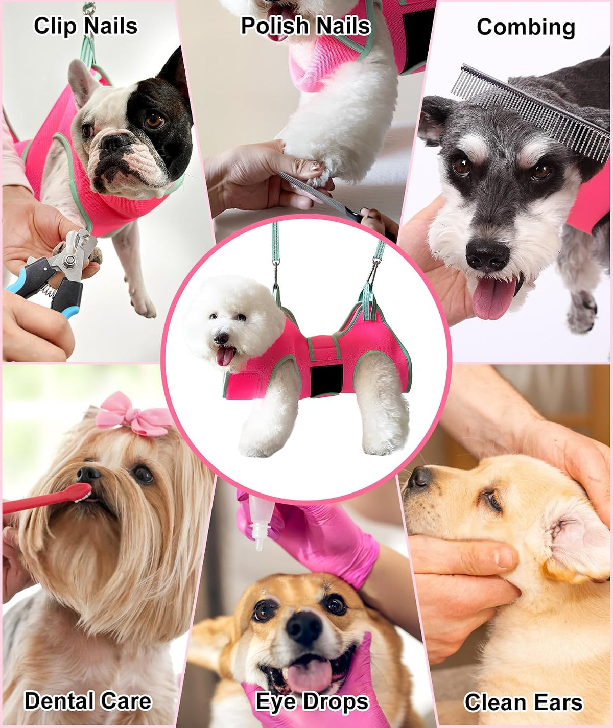 Kkiimatt Dog Grooming Hammock - X-Small 8-14 LB/Pink - image 3