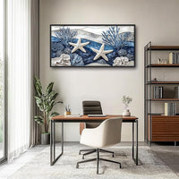 Large Starfish Nautical Wall Art for Living Room, Ocean Canvas Oversized Wall Decor, Sea Animal Modern Framed Pictures Painting Print Artwork for Bedroom Office 60"L x 30"W